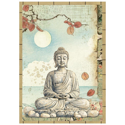 Printed Mini Rice paper A6 8 sheets for Art and Craft - Oriental Garden 