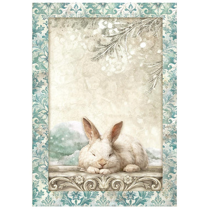 Printed Mini Rice paper A6 8 sheets for Art and Craft - White Christmas