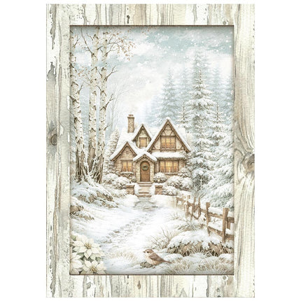 Printed Mini Rice paper A6 8 sheets for Art and Craft - White Christmas