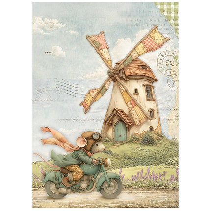 Printed Mini Rice paper A6 8 sheets for Art and Craft - Cozy Family
