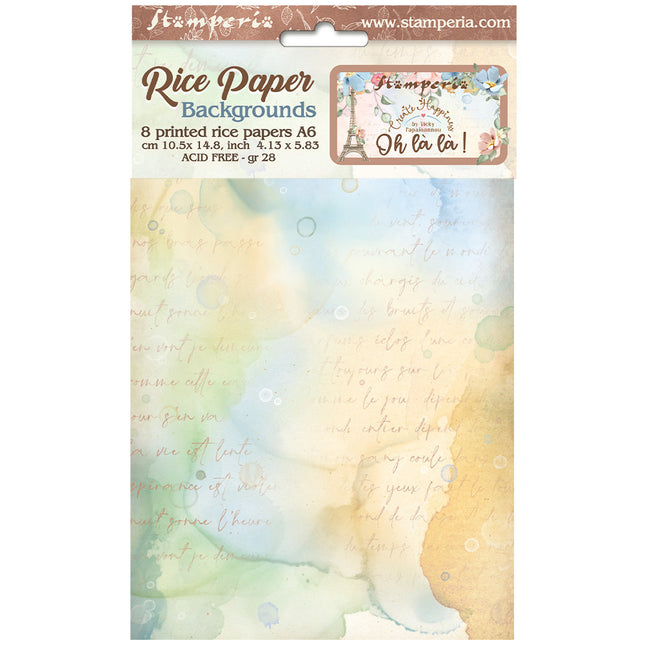 Selection 8 Rice paper A6 backgrounds - Create Happiness Oh lá lá