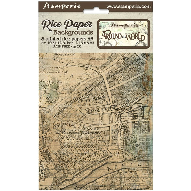 Selection 8 Rice paper A6 backgrounds - Around the world