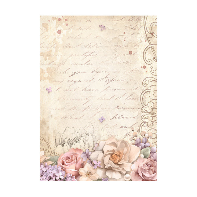 Selection 8 Rice paper A6 backgrounds - Romance Forever