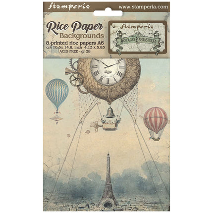 Selection 8 Rice paper A6 backgrounds - Voyages Fantastiques