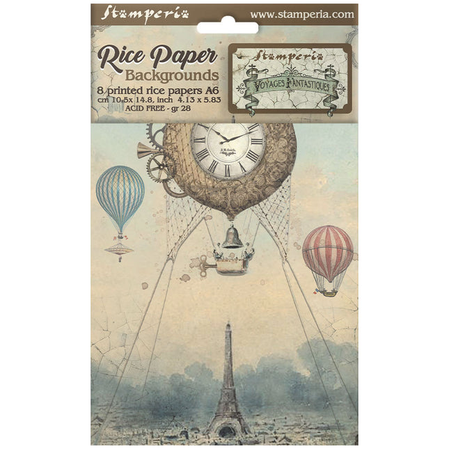 Selection 8 Rice paper A6 backgrounds - Voyages Fantastiques