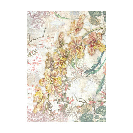 Selection 8 Rice paper A6 backgrounds - Orchids and Cats