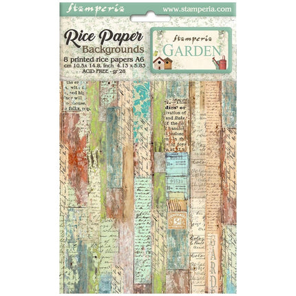Selection of 8 Rice paper A6 backgrounds - Garden