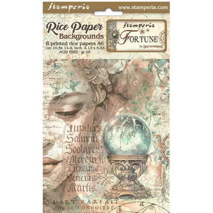 Selection 8 Rice paper A6 backgrounds - Fortune