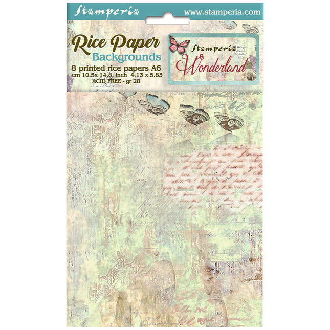 Selection 8 Rice paper A6 backgrounds - Wonderland