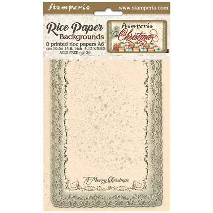 Selection 8 Rice paper A6 backgrounds - Classic Christmas
