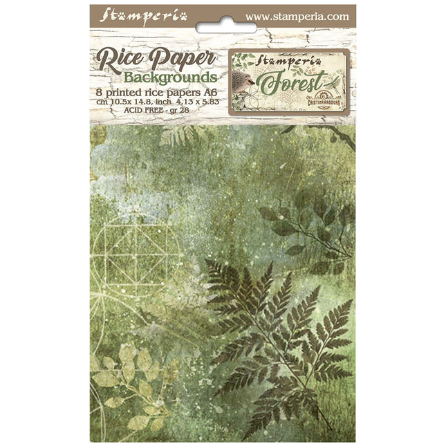 Selection 8 Rice paper A6 backgrounds - Forest