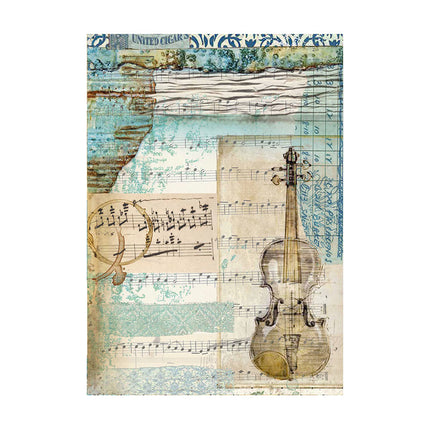 Selection 8 Rice paper A6 backgrounds - Music