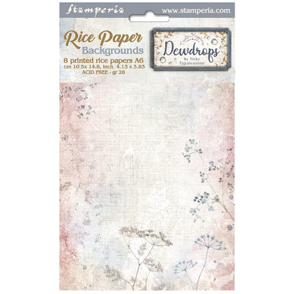 Selection 8 Rice paper A6 backgrounds - Create Happiness Dewdrops