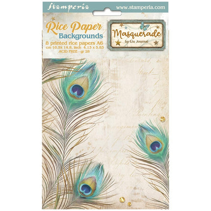 Selection 8 Rice Paper A6 Backgrounds - Masquerade