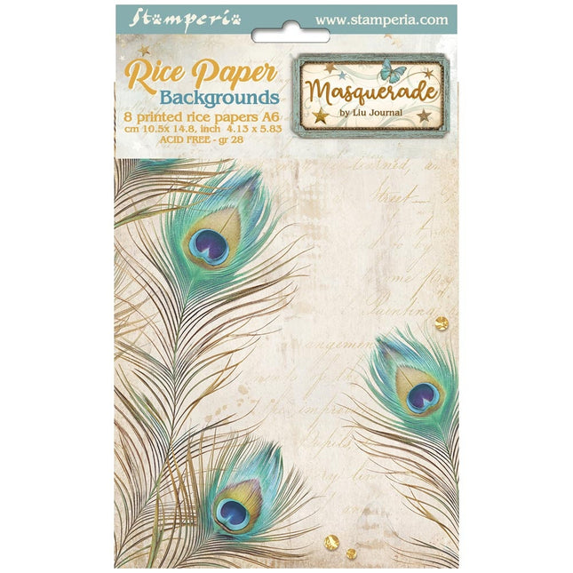 Selection 8 Rice Paper A6 Backgrounds - Masquerade