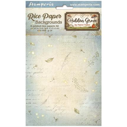 Selection of 8 Rice Paper A6 Backgrounds - Hidden Grove