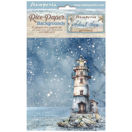 Selection of 8 A6 rice paper backgrounds - Silent Sea