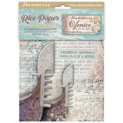 Selection 8 Rice paper A6 backgrounds - Venice City of Art