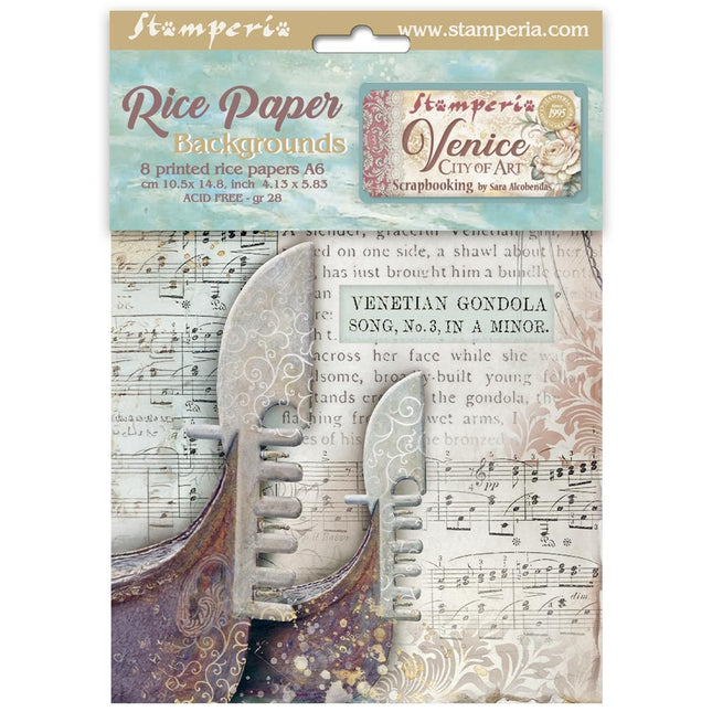 Selection 8 Rice paper A6 backgrounds - Venice City of Art