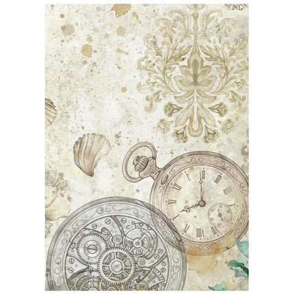 Printed 8 Rice paper A6 backgrounds selection for Art and Craft - Gardens of Time