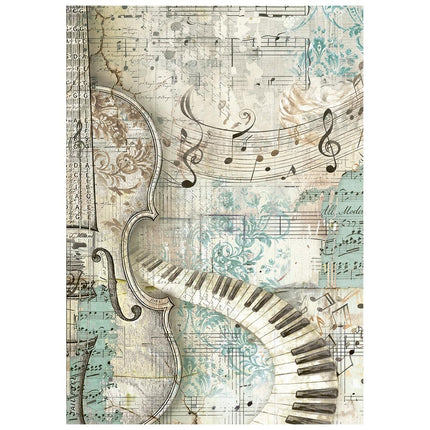 Printed 8 Rice paper A6 backgrounds selection for Art and Craft - Symphony