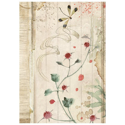 Printed 8 Rice paper A6 backgrounds selection for Art and Craft - Oriental Garden 