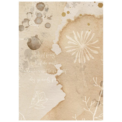 Printed 8 Rice paper A6 backgrounds selection for Art and Craft - Flowers and Poems