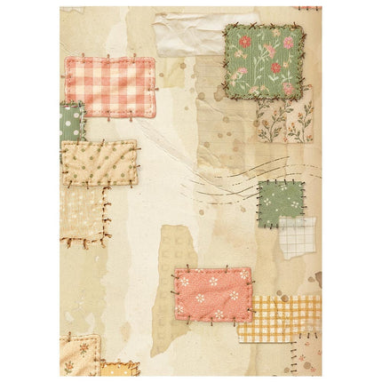 Printed 8 Rice paper A6 backgrounds selection for Art and Craft - Cozy Family