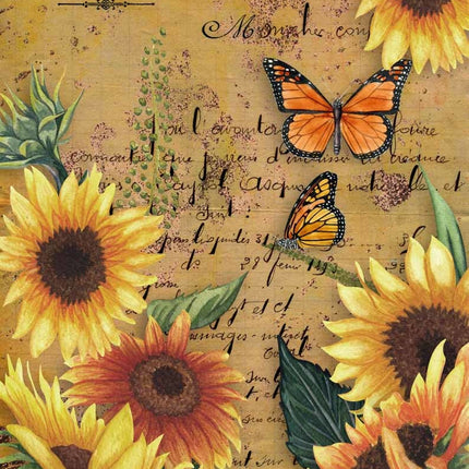 Sunflowers and Monarch Butterfly Rice Paper A3Sunflowers and Monarch Butterfly Rice Paper A3