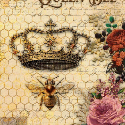 Queen Bee and Roses with Honeycomb Rice Paper A4Queen Bee and Roses with Honeycomb Rice Paper A4