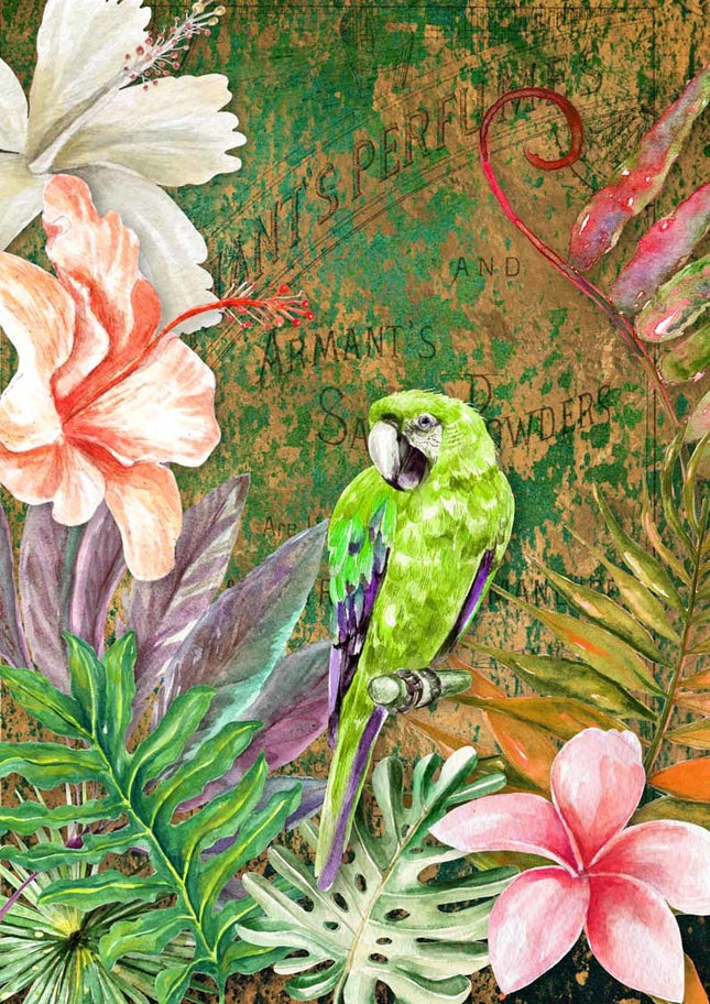 Tropical Green Bird Rice Paper A4Tropical Green Bird Rice Paper A4