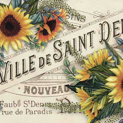 Sunflowers with Ville de St Denis Label Rice Paper A4Sunflowers with Ville de St Denis Label Rice Paper A4