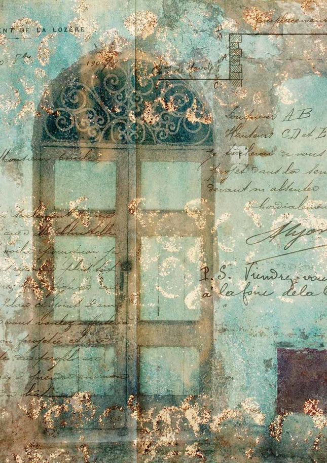 Antique Door with Scrollwork Rice Paper A4Antique Door with Scrollwork Rice Paper A4