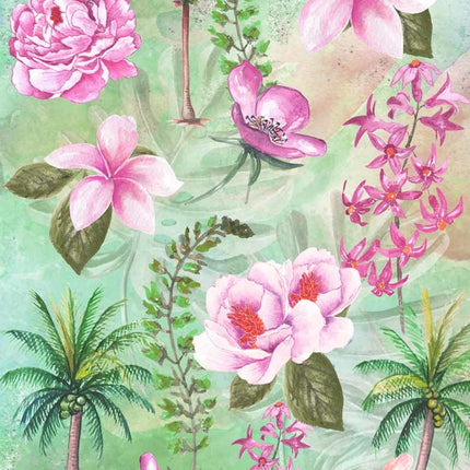 Tropical Floral Collage Rice Paper A4Tropical Floral Collage Rice Paper A4