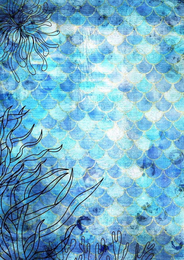 Deep Blue Mermaid Scales A4Deep Blue Mermaid Scales A4