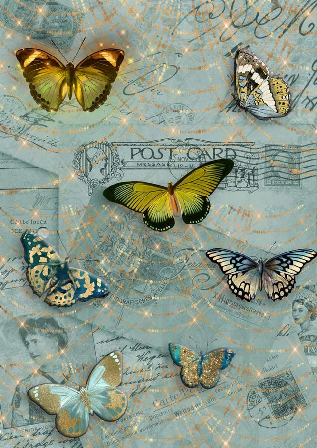 Painted Butterflies on Postcards A4Painted Butterflies on Postcards A4