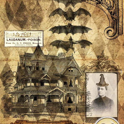 Halloween Haunted House with Witch A4Halloween Haunted House with Witch A4