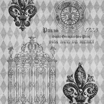 Hotel Harlequin Fleur de Lis Black and White A4Hotel Harlequin Fleur de Lis Black and White A4