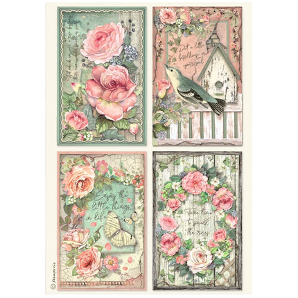 A4 Rice paper pack - House of Roses 4 cards