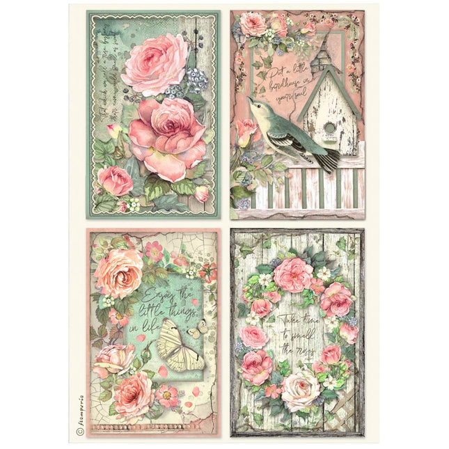 A4 Rice paper pack - House of Roses 4 cards