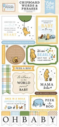 Winnie The Pooh Baby Chipboard Word & Phrases