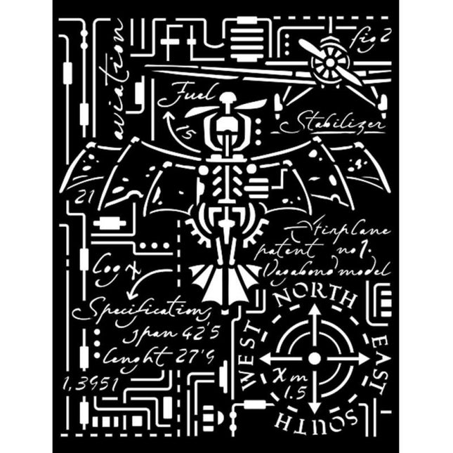 Thick stencil cm 20X25 - Sir Vagabond Aviator airplane