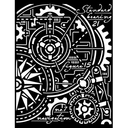 Thick stencil cm 20X25 - Sir Vagabond Aviator gears compass