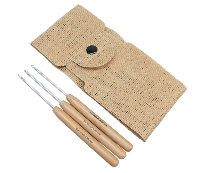 Häkelnadel-Set mit ergonomischem Bambusgriff – 2,0 / 2,5 / 3,0 mm