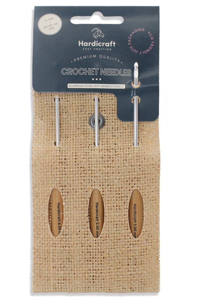 Häkelnadel-Set mit ergonomischem Bambusgriff – 2,0 / 2,5 / 3,0 mm