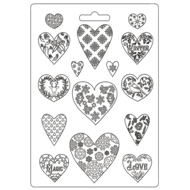 Soft Mould A4 - Christmas Patchwork hearts