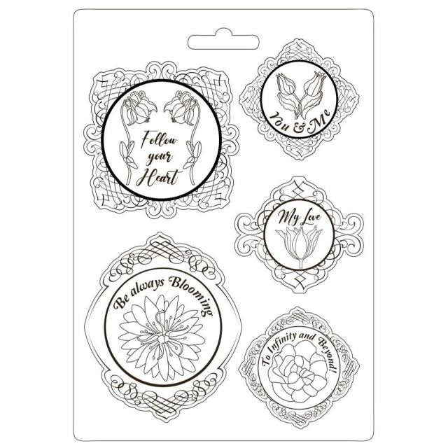 Soft Mould A4 - Romantic Garden House frame with flowers