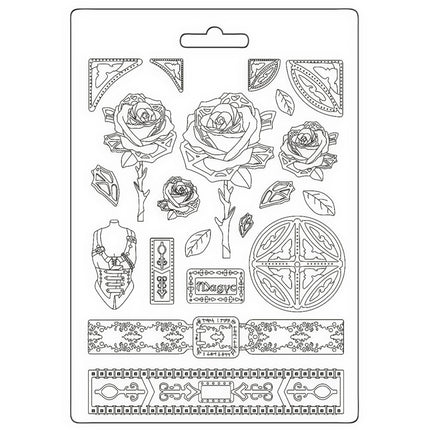 Soft mould A4 - Sir Vagabond in Fantasy World mechanical rose and borders