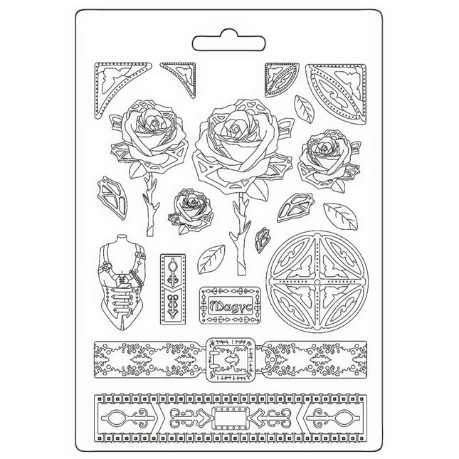 Soft mould A4 - Sir Vagabond in Fantasy World mechanical rose and borders