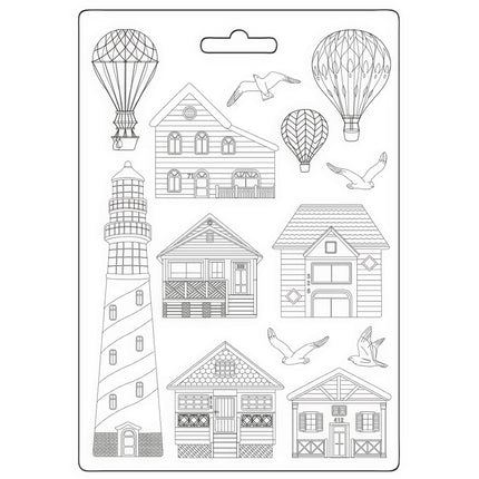 Soft mold A4 - Sea Land houses and lighthouse